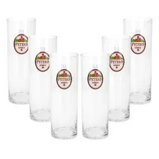 Peters Kölsch Stange Bierglas Glas Gläser Set - 6x Kölschstangen 0,3l geeicht