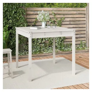 furnicato Gartentisch Massivholz 82,5 x 82,5 x 76 cm Weiß (1-St), Stabiler Outdoor-Tisch mit rustikaler Optik für deinen Balkon weiß 82.5 cm x 76 cm x 82.5 cm