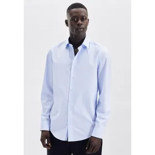 Seidensticker Businesshemd "Shaped", Herren, Gr. XL (44), normale Ärmellängen, blau (hellblau), 100% Baumwolle, gestreift, tailored fit, 2-Knopf-Manschette, Hemden, Shaped 1/1 Kentkragen Streifen