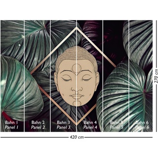 Tapetenmuster A4-Format Vliestapete Wandbild Tropical Buddha Mehrfarbig FSC®