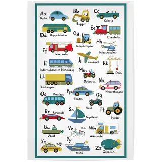 artboxONE Poster 30x20 cm Für Kinder ABC Lernposter Autos und Fahrzeuge - Bild ABC Alphabet Autos