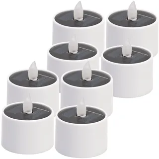 casativo-lighting 8er Set Solar-LED-Teelichter wetterfest IP44 mit Dämmerungssensor weiß