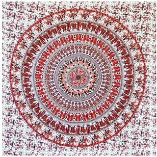 Wiladu Wandteppich Mandala Tuch Wand Mehrzweck Pareo Strandtuch XXL für Camping und Yoga rot