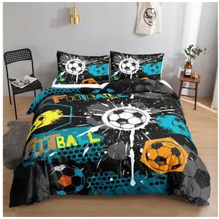 LuxusKollektion Kinderbettwäsche Bettwäsche Graffiti-Fußball 155x220cm