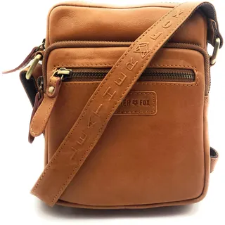 echt Leder Herren Schultertasche Umhängetasche Crossbag Handtasche (cognac) - 15x20x6 cm