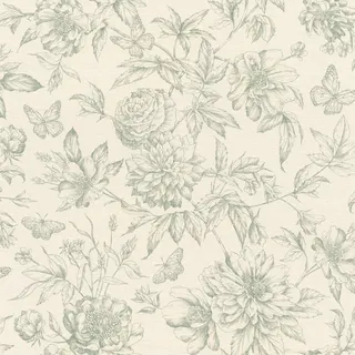 Rasch Textil Vliestapete floral grün 1000 x 27 cm 793925