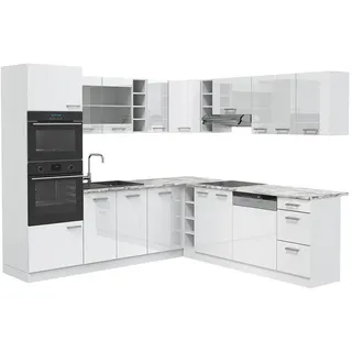 Vicco Winkelküche R-Line L-Form 237 x 247 cm Weiß Hochglanz