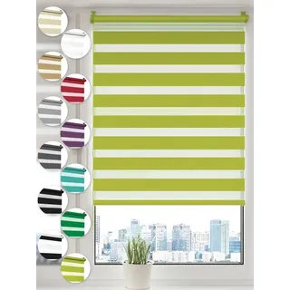 Doppelrollo Klemmfix ohne Bohren Rollos für Fenster und Tür Seitenzugrollo, Sonello, blickdicht, ohne Bohren, freihängend, Klemmfix, 30cm x 100cm Olivgrün Duo Rollo, Jalousie mit Klemmträger grün 30 cm x 100 cm