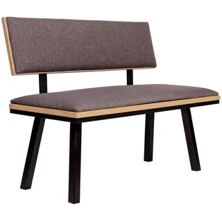 kundler home Sitzbank, Eckbank oder Küchenbank mit Lehne 125x89x48 cm, mit Polsterung für hohen Sitzkomfort, ideal als Bank im Esszimmer, einfacher Aufbau, Die Elegante, Eiche Premiumdekor (Grau)