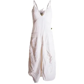 Vishes Ballonkleid Lagenlook Ballonkleid mit verstellbaren Trägern Hippie, Goa, Ethno Elfen Style weiß 46-48