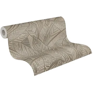 A.S. Création Vliestapete mit Blättern - hochwertige Tapete Floral 399332 in Metallic, Schwarz - Tapete Vlies Blätter Muster - Made in Germany