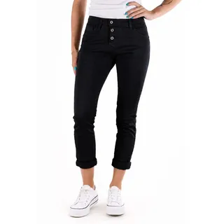 Please P78 N3N Damen Hose – Boyfriend Fit – Baumwollhose mit Stretch – Mid Waist – Nero - L