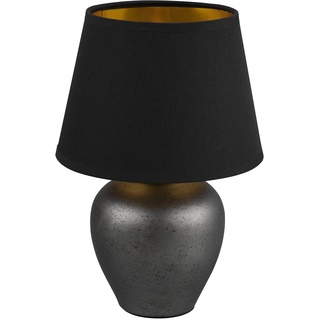Reality Leuchten Tischlampe ABBY, Schwarz - Goldfarben - Keramik - H 26 cm - E14