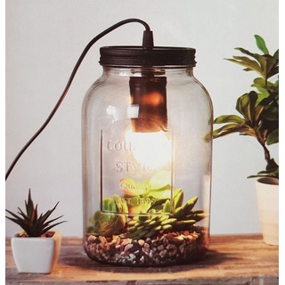 Intertoys Kugelleuchte Dekoleuchte Country Style aus Glas Lampe im Glas Einmachglas Tischlamp