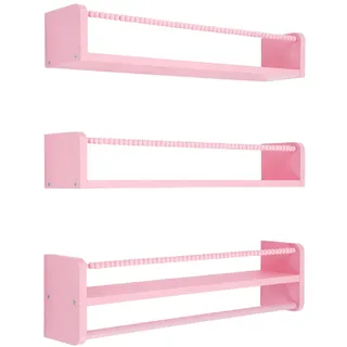 Beaudreaul 3 Stück Wandregal Holz, Schweberegal 58 * 12 * 10cm Wandregale Moderne Wandmontage Dekorative Bücherregal, für Wohnzimmer, Arbeitszimmer, Bibliothek usw (Rosa)