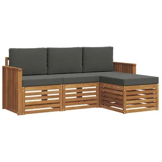 vidaXL Sofagarnitur 4-tlg. Natur/Anthrazit Massivholz Akazie