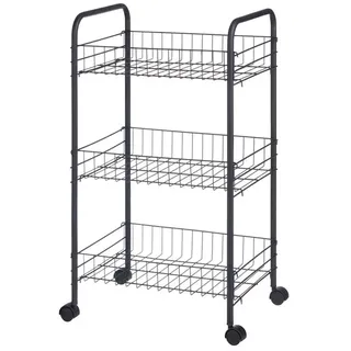 San Ignacio  KINVARA- 3-stöckiges Gemüseregal aus Metall mit Rädern 62,3 x 37 x 27 cm Schwarz