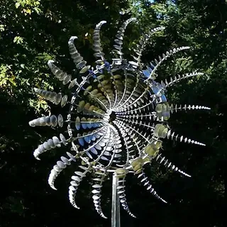 Windrad Garten, Magische windmühle aus Metall, Magische gartenmühle, Windspiel Garten, Windmühle Garten, Geeignet für Gärten, Terrassen, Rasenflächen, Höfe usw (Silber)