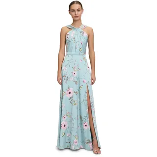 Vera Mont Abendkleid "Vera Mont Damen Abendkleid mit Blumenprint", Damen, Gr. 34, Normalgrößen, bunt (grün, pink), Satin, Obermaterial: 100% Polyester. Futter: 100% Polyester., feminin, Basic schmal lang, gekräuselter Ausschnitt, ohne Ärmel, Kleider, Design