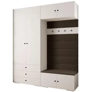 Abiks Möbel Garderoben-Set, Kaschmir, Braun, Schwarz, Holz, Nachbildung, 2-Sitzer, 8 Fächer, 200x236.7x47 cm, Garderobe, Garderoben-Sets & Serien, Garderoben-Sets