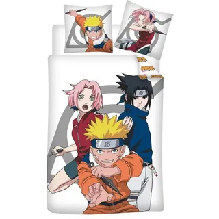 Naruto Bettwäsche Anime Naruto Kinder Bettwäsche Sakura Sasuke, PolyCotton, 2 teilig, Bettdeckenbezug: 135-140x200cm Kissenbezug: 65x65 cm bunt