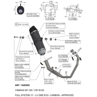 LeoVince Lv One Evo Komplettanlage Carbon für Yamaha MT-125 / YZF-R125