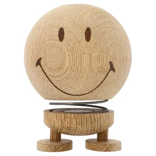 Hoptimist Smiley Wackelfigur & Glücksbringer aus Holz, Deko Skandinavisch, Wohnzimmer & Schreibtisch Deko, Büro Gadgets, Tolle Kleine Geschenke, 7,4 x 8,3 x 9,5 cm, Medum, Raw Oak