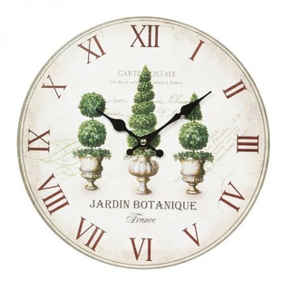 Linoows Uhr Wanduhr, botanische Nostalgie Gartenuhr 28 cm bunt|schwarz