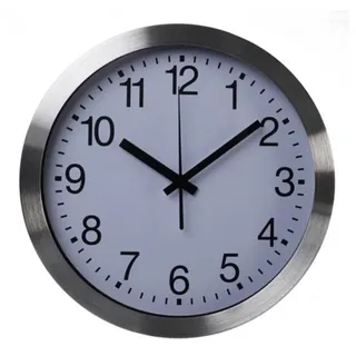 Perel Funkwanduhr 30 cm DCF77 silber/weiß
