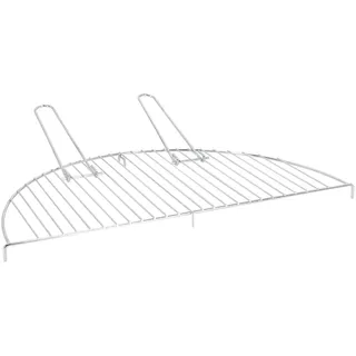 Rivanto® Halbrunder Edelstahl-Grillrost 52,5 x 26,5 cm mit Transportgriffen Grillrost für Feuerschale mit Grillrost heber