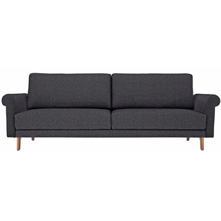 hülsta sofa 2-Sitzer hs.450, modern Landhaus, Füße in Nussbaum, Breite 168 cm grau|schwarz