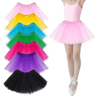 baotongle 7 Stücke Tüllrock Ballettrock Tütü Minirock Prinzessin Tüllrock für Party Mädchen