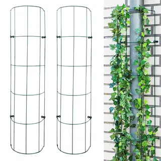 Rankgitter in grün aus Metall für Fallrohre - 200 cm | halbrundes Gitter Pflanzengitter Regenrohr