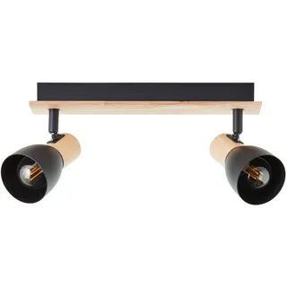Brilliant Daintree 2-flammig schwarz/natur Holz/Metall 37 cm