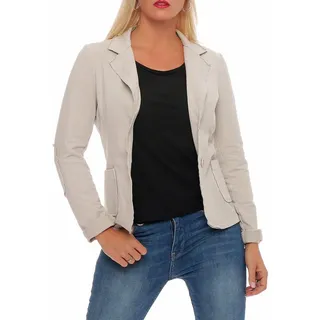 malito more than fashion Jackenblazer malito Damen Blazer klassisch, Sakko im Basic Look, Kurzjacke mit Sweat Blazer Jacke in Used Look Optik beige|braun XL