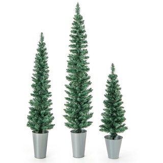 COSTWAY Künstlicher Weihnachtsbaum, 3er Bleistift Tannenbaum 90+120+150cm grün|silberfarben