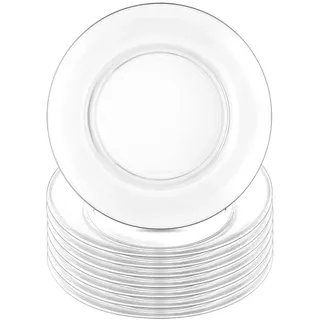Jeffbaubl 8 Stück Glasteller, 19cm Dessertteller Glas, klein Salat- & Kuchenteller, transparente Teller Glas, Essteller für Pasta, Salat, Snacks und Obst, spülmaschinen- und mikrowellengeeignet