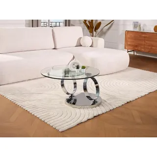 vente-unique Couchtisch mit drehbaren Tischplatten - Sicherheitsglas & Metall - joline