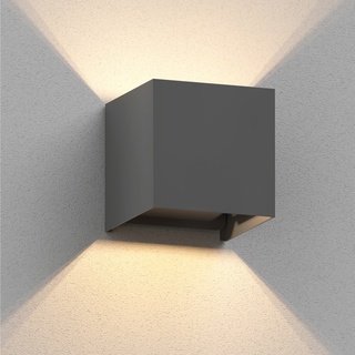 ledscom.de Wandleuchte CUBEL für außen, anthrazit, IP65, Up & Downlight + LED Lampe max. 485lm, warmweiß