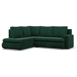 Mebligo Ecksofa, Grün, Textil, 5-Sitzer, L-Form, 230x200 cm, Wohnzimmer, Sofas & Couches, Wohnlandschaften, Ecksofas
