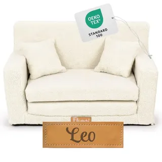 Flumi Personalisierte Kindercouch Kinder Sessel Sofa Schlafsofa jugendzimmer mit Gravur KINDERNAME Spielsofa für Kinderzimmer Schlafsessel Bettfunktion Kindermöbel 92x40x60 (Boucle Hellbeige)