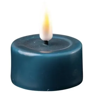 Deluxe Homeart LED Teelicht im 2er Set mit Real Flame, Ø4.1 x H4.5cm, petroleum