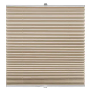 Plissee auf Maß für alle Fenster Montage Glasleiste Blickdicht mit Spannschuh Sonnenschutzrollo Beige Breite: 61-70 cm, Höhe: 40-100 cm