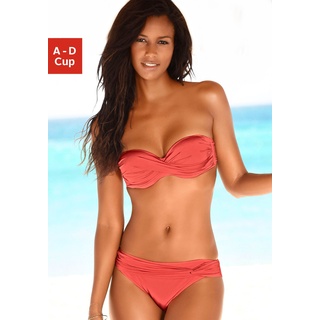 Bügel-Bandeau-Bikini LASCANA Gr. 40, Cup C, rot (hummer) Damen Bikini-Sets Ocean Blue mit verschiedenen Trägervarianten Bestseller