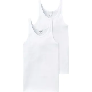 SCHIESSER Unterhemd 2er Pack - ärmellos, Cotton Essentials, Feinripp, für Herren Weiß
