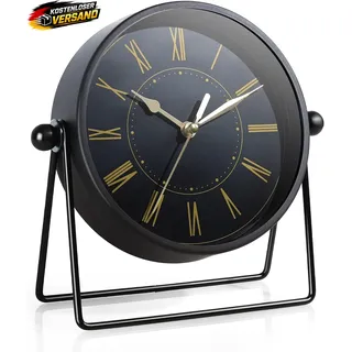 Vintage Metall-Tischuhr leise ohne Ticken mit Verstellbarem Winkel für Wohnzimme