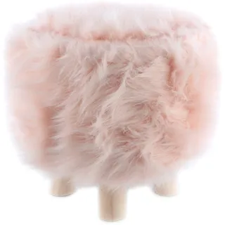 Bingo-Shop Pouf Runder Sitzhocker Fußhocker Hocker Fußbank Rund Polsterhocker Sitzhocker Badhocker Holzfüßen (K89, Rosa) 30 x 30 cm
