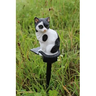 Solar Stableuchte sitzendes Kätzchen Katze schwarz/weiß, eine außergewöhnliche Solarlampe, Solarleuchte, Gartenstecker....