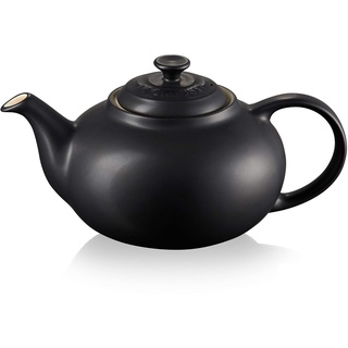 Le Creuset Klassische Teekanne aus Steinzeug, 1,3 Liter, für 3–4 Tassen, Schwarz matt, 80702130000003