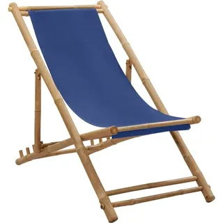 Maison Exclusive - Liegestuhl Bambus und Canvas Marineblau - Blau